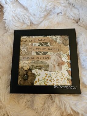✨️Inspirational Framed Collage Art - Floral & Cherub
